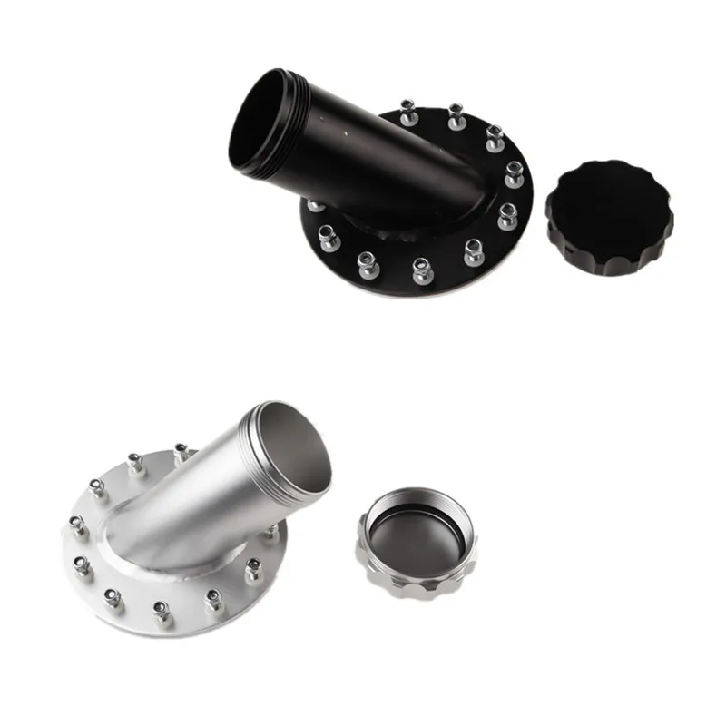 

ADLERSPEED Billet 45 Degree Fuel Cell Fast Fill Filler Neck 12 Bolt Flange Black/SILVER