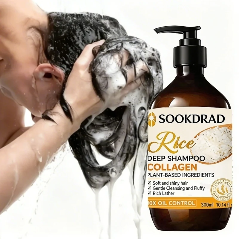 Plant Based Rice Shampoo Softening Shiny Hair Care Non Irritating 300ml
