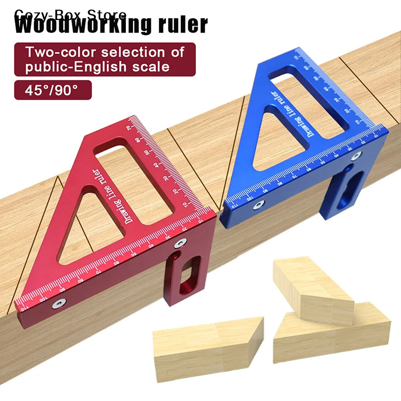 [ZY]Precision Aluminum Alloy Miter Triangle Ruler 45°/90° Woodworking Square Protractor 3D Multifunctional Measuring Toolsolss