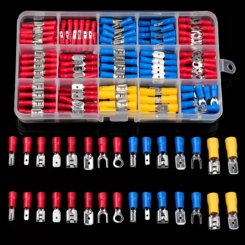 280PCS Crimp Connectors, 2.8mm 4.8mm 6.3mm Male and Female Spade Connector Kit, 15 Types Crimp Terminals Electrical Connectors