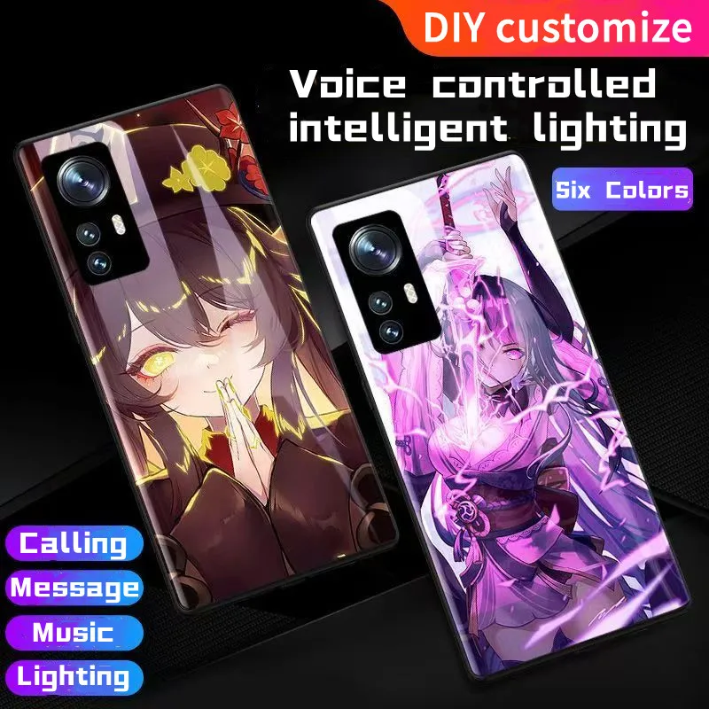 Luminous Glass LED Call Light Flash Up Phone Cases For Xiaomi 15 14 13Pro 12S Ultra POCO F6 F5 F4 Pro Smart Control Mobile Cover