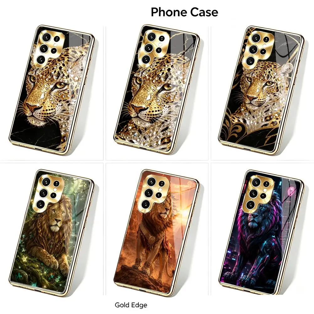 Golden Leopard Lion Animal Print Phone Case  for Samsung Galaxy S24/ S24 Ultra/S25 /S25 Ultra / S26/S26 Ultra
