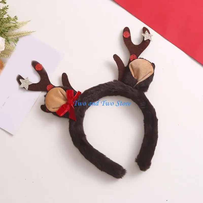 HX6F 大人ティーンクリスマスヘッドバンドトナカイ枝角形状ヘアフープカーニバルパーティーかぶとプロムパーティーコスプレ小道具