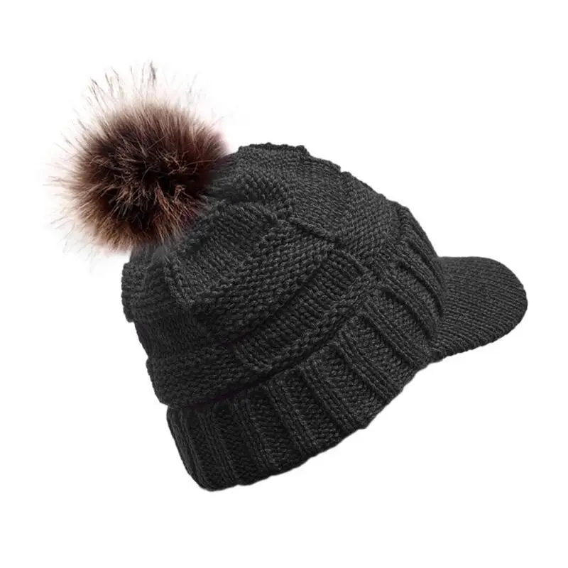 

39BD Unique Knitted Baseball Hat for Idol Concert Shows Furry Headwear Thicken Hat