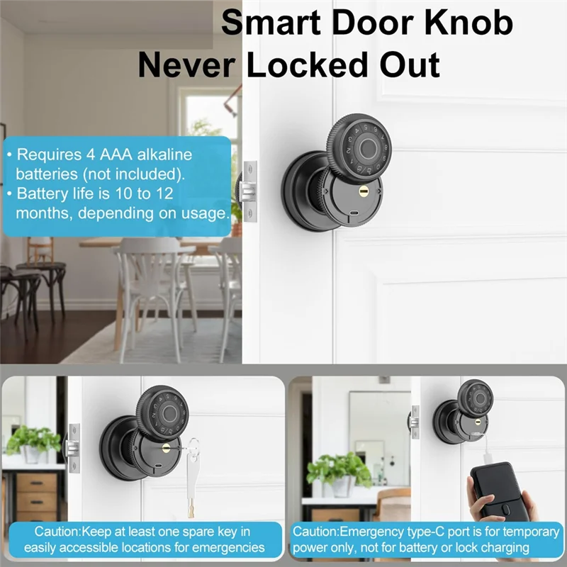 

Умная дверная ручка Hot Ltem 4-в-1, дверь с отпечатками пальцев и управлением через приложение, умный дверной замок с отпечатками пальцев с клавиатурой, для дома, офиса