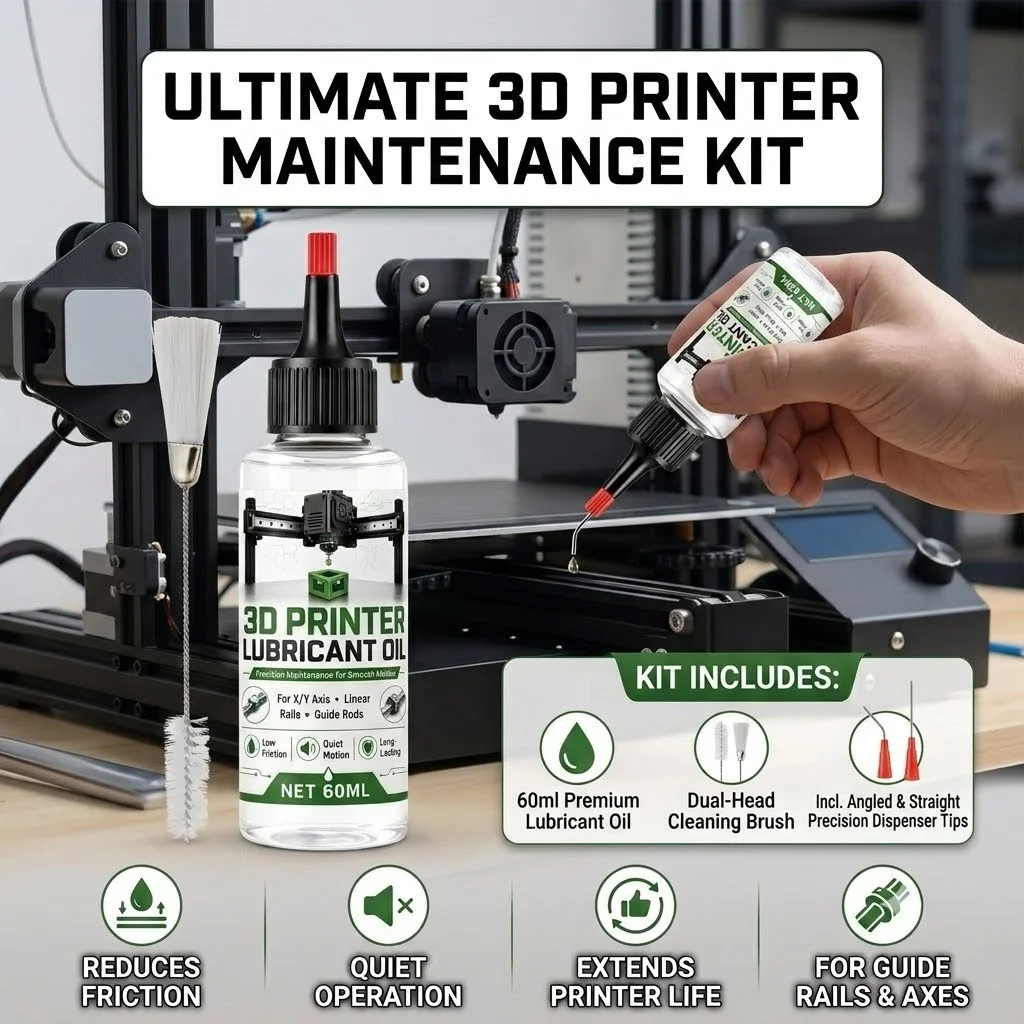 Kit de Óleo Lubrificante para Impressora 3D, Conjunto de Manutenção para Guias Lineares de Precisão com Agulhas Aplicadoras, Escovas e Acessórios