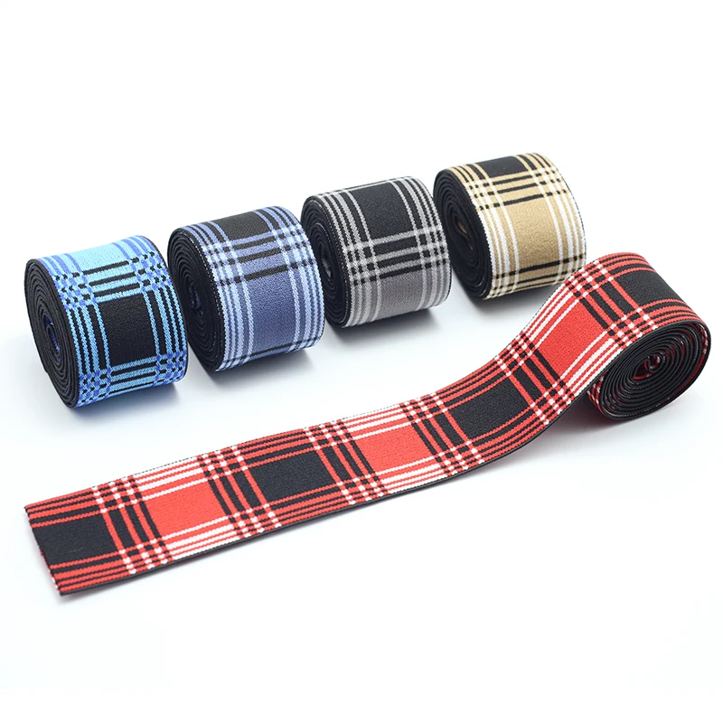 

Colorful Plaid Jacquard Elastic Bands for Sewing 5 Meters High Elasticity Stretch Ribbon Trouser Skirt Pants Waistband M60H4