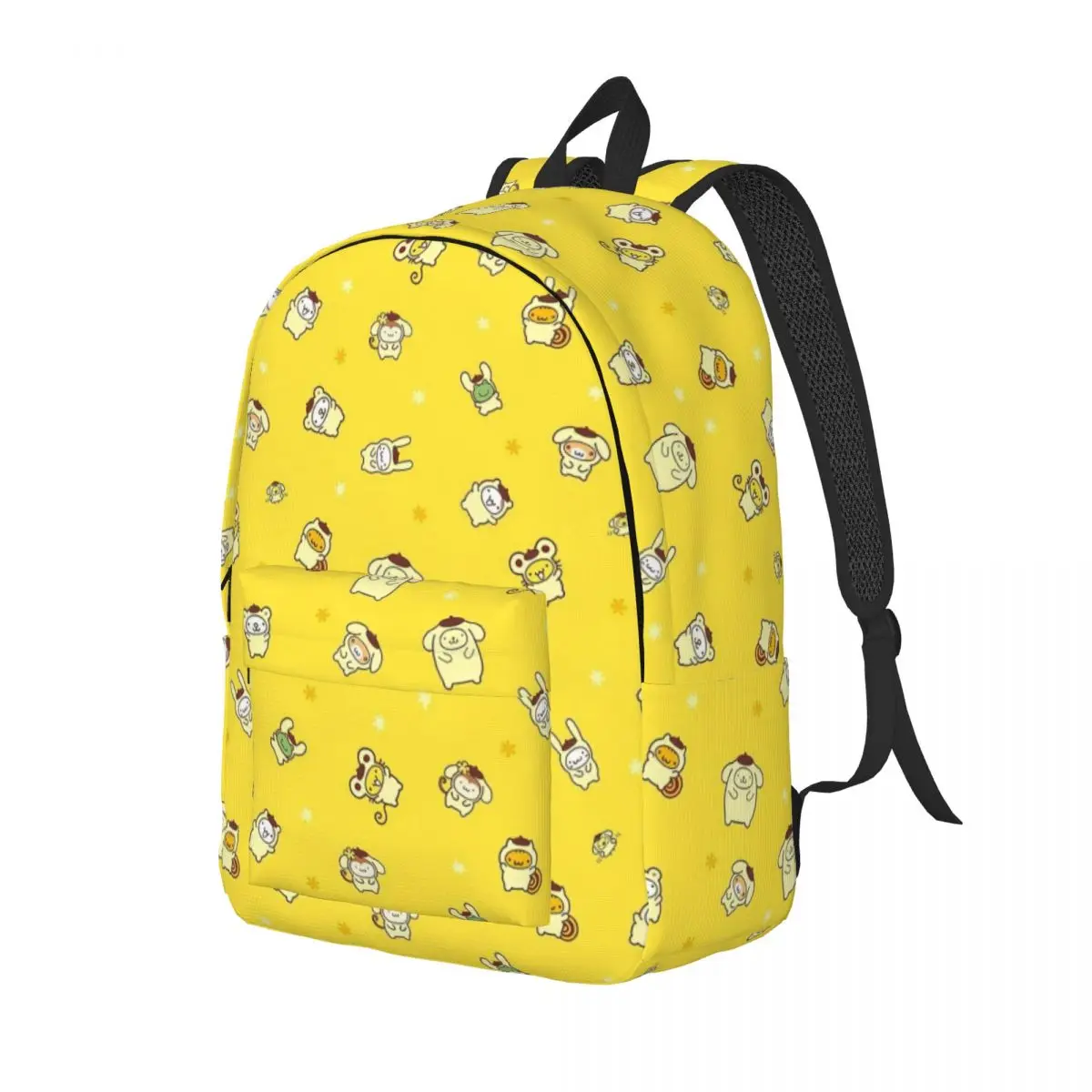 Yellow Pom Pom Purin Cool Backpack with Pocket High School Business Cartoon Daypack for Men Women Laptop Computer Shoulder Bag