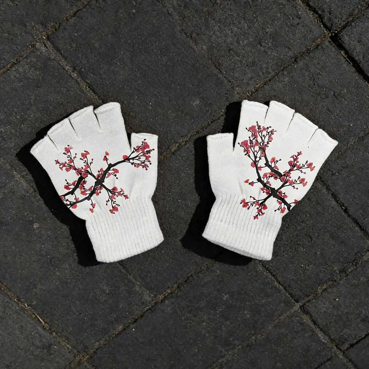 Y2k Punk Printing gloves Fashion Kawaii gloves Retro 2000s gloves Streetwear Retro Pattern gloves Flower Graphics gloves 90s