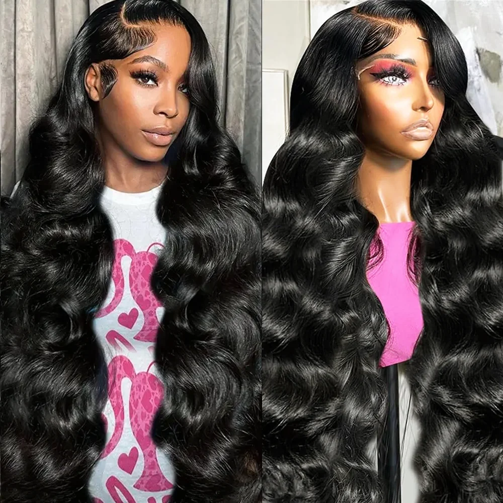 

HD Transparent 13x6 Body Wave Lace Front Wig Pre Plucked 46 Inch Lace Frontal Wig Human Hair Wigs For Women Full Wig 200 Density