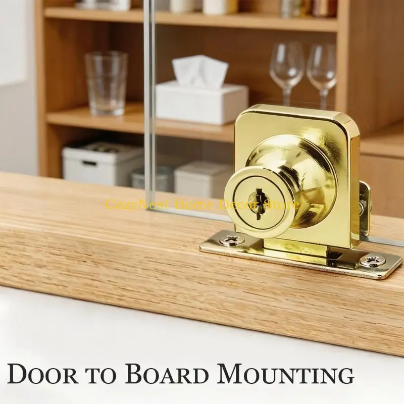 92MF Screw-Tightened Glass Cabinet Lock Set, 2 Individual Access Units with Protective Liners for No-Drill Installation on