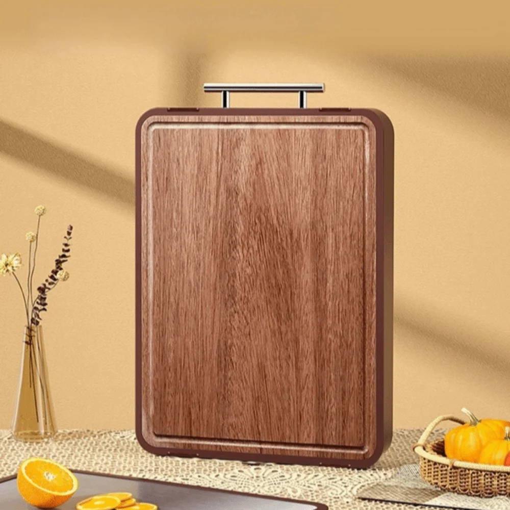 

Double-sided Solid Wood Cutting Board Antibacterial Non Slip Stainless Steel Cutting Board Wooden Vegetable Cutting Board