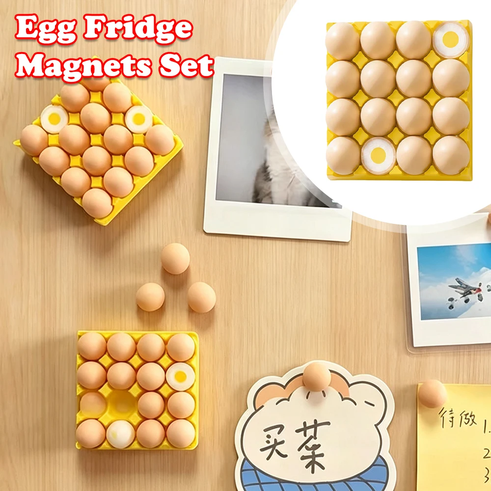 3D Egg Fridge Magnets Set, Detachable Tray Holds Photos & Notes, Creative Kitchen Decor, Unique Housewarming Gift