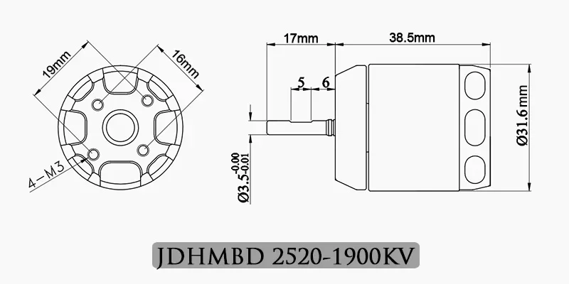 JDHMBD śmigłowiec EH 2520-1900KV(6S) bezszczotkowy samolot silnikowy do tarota ALIGN Trex 450 450L 470 ALZRC X360 A3 śmigłowiec 3.5mm