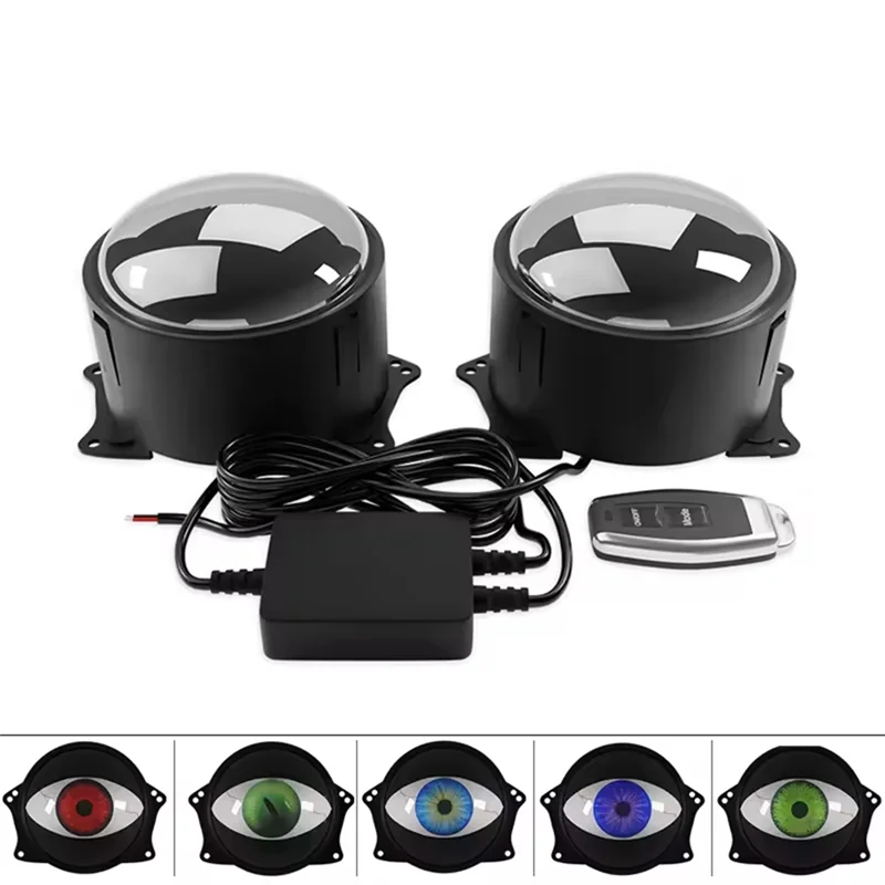 

Dynamic LED Car Headlights Assembly 2 In 1 Devil Eye Decoration Fog Lamp Lighting Remote Control Auto Retrofit 12-36V