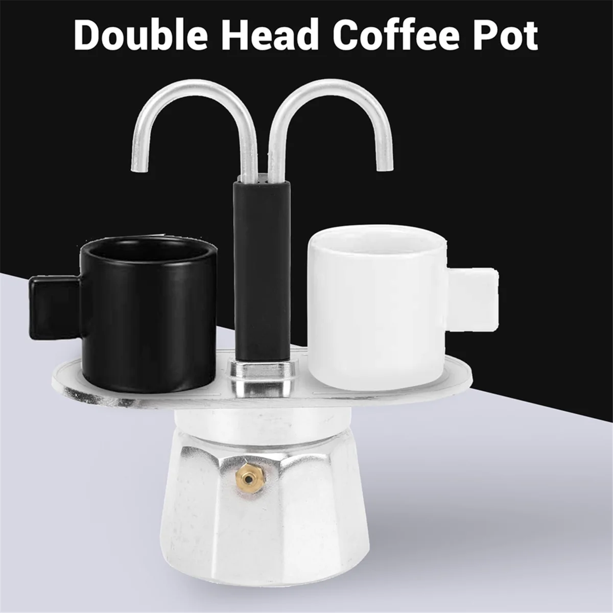 A97G 2 Cup Coffee Maker, 100ml Mini Coffee Pot Double- Aluminum Stovetop Espresso Maker for Home Cafe Office Use