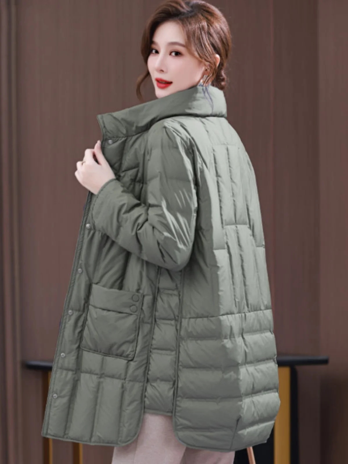 

Белый ду пуховик Jaet, женская свободная легкая модная верхняя одежда средней длины, зимняя новая одежда для поездок на работу