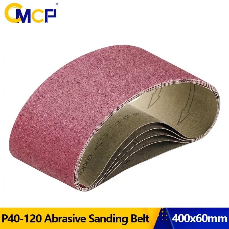 CMCP 5pcs Sanding Belts 400x60mm Wood Soft Metal Polishing Sandpaper Abrasive Bands 40/60/80/120 Grit for Sander Power Tools