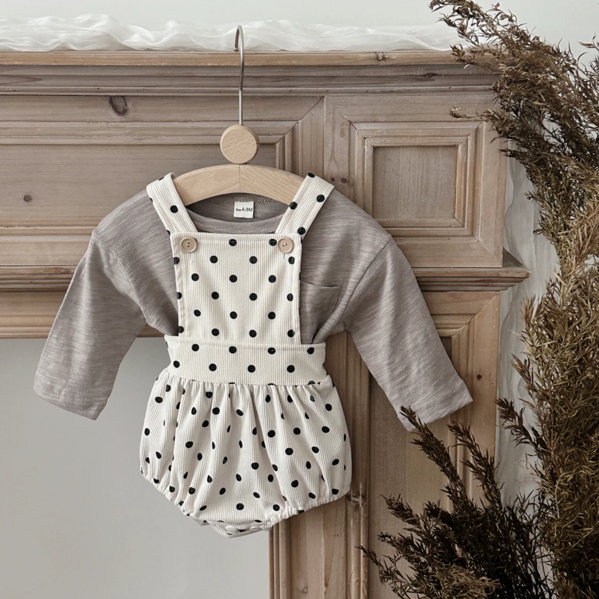 Infant Baby Girl Black Dot Print Corduroy Overalls Romper Adjustable Shoulder Strap Toddler Casual Spring Outfit