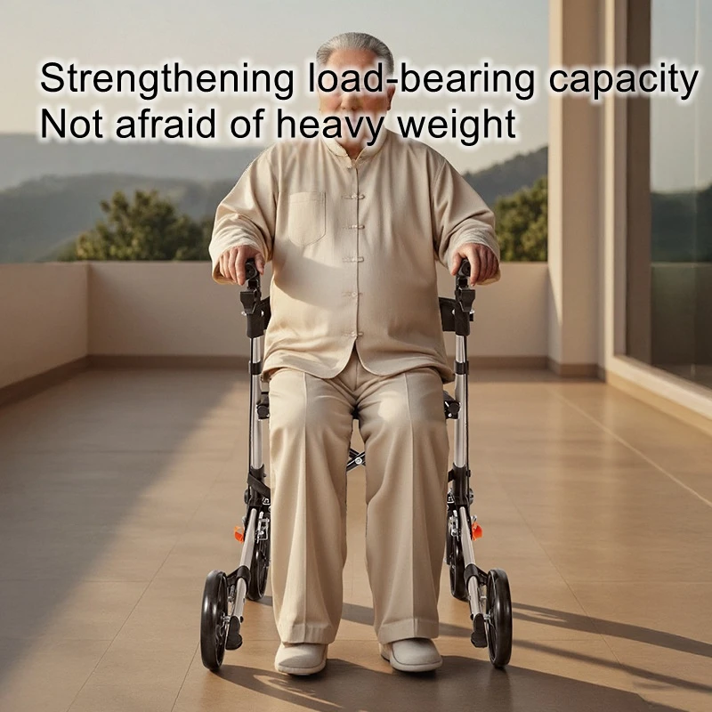 Multi functional elderly assisted driving, foldable walking aid, walking scooter with adjustable height, anti fall device