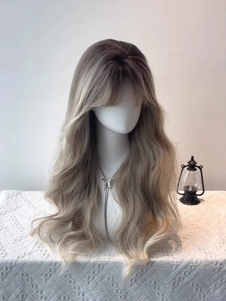 Vrouwen Party Dailly Hittebestendige Pruik Elegante Ombre Hoogtepunt Honingblonde Pruiken Lange Golf Lolita Pruik Met Pony