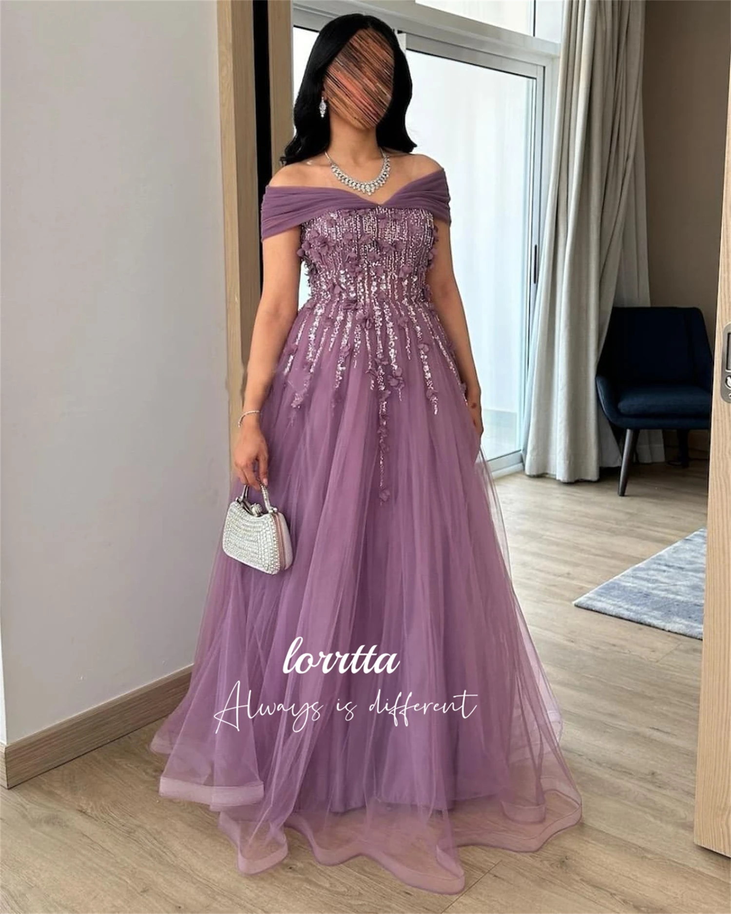 

Lorrtta Wedding Party Dress Evening Eid 3D Flower Decoration Robe Soiree Robes De Cocktail Dresses Elegant Woman Gala Customized