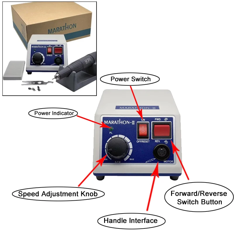 

Dental Marathon N3 Micromotor 35K RPM w/ H37L1 Handpiece - Professional Electric SMT Motor for Dentist Lab Clinic Tools