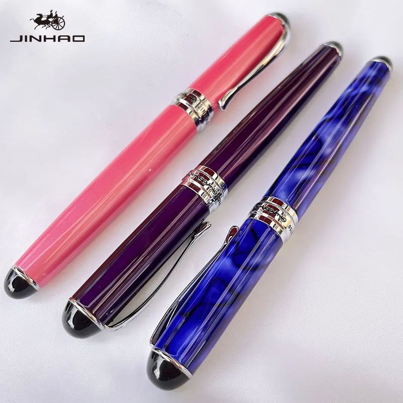 1 PCS Jinhao X750 Fountain Pen Set Medium Nib With Ink Converter Silver Trim Fancy gift calligraphy writing pen