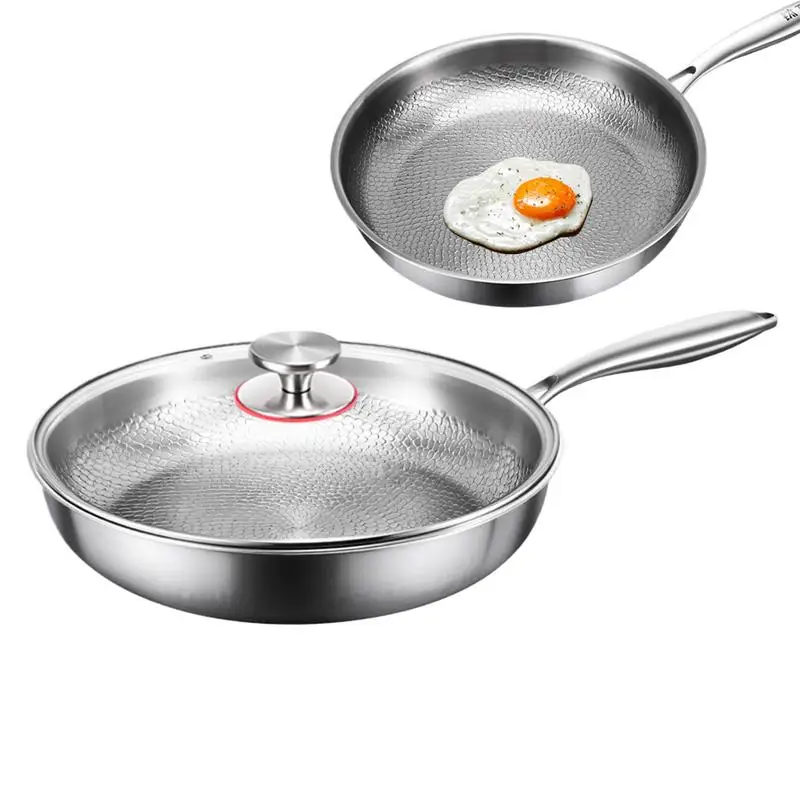 Saute Pan Frying Skillet with Lid Multi Functional Nonstick Cookware Titanium Hammered Skillet For Kitchen Cooking