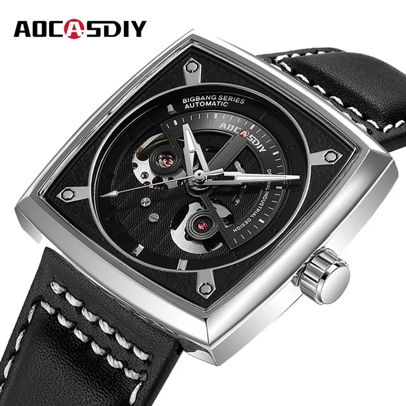 AOCASDIY brand men hollow automatic mechanical watch cross-border watch men waterproof belt watch**