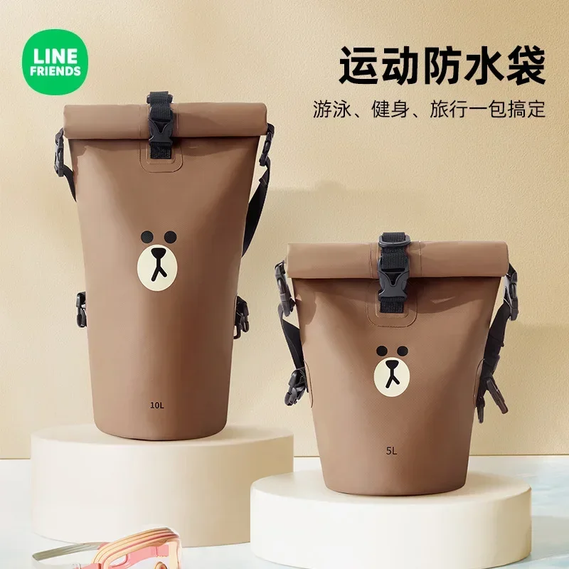 Brown Cartoon Sports Waterproof Mountaineering Bag LINE FRIENDS Anime Kawaii Seaside Beach Fitness Swimming Storage Bag Gifts