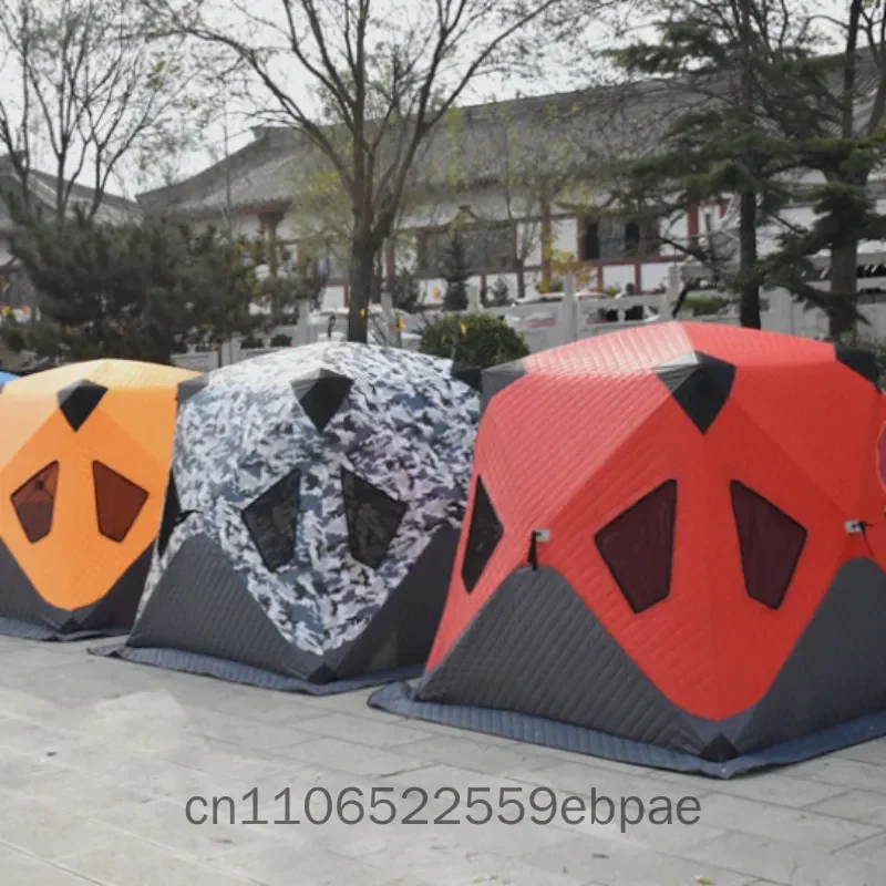 Winter Fishing Tent 3-4 Person Cotton Padded Warm Cold Proof Ice Fishing Shelter Easy Setup Outdoor Camping Tent