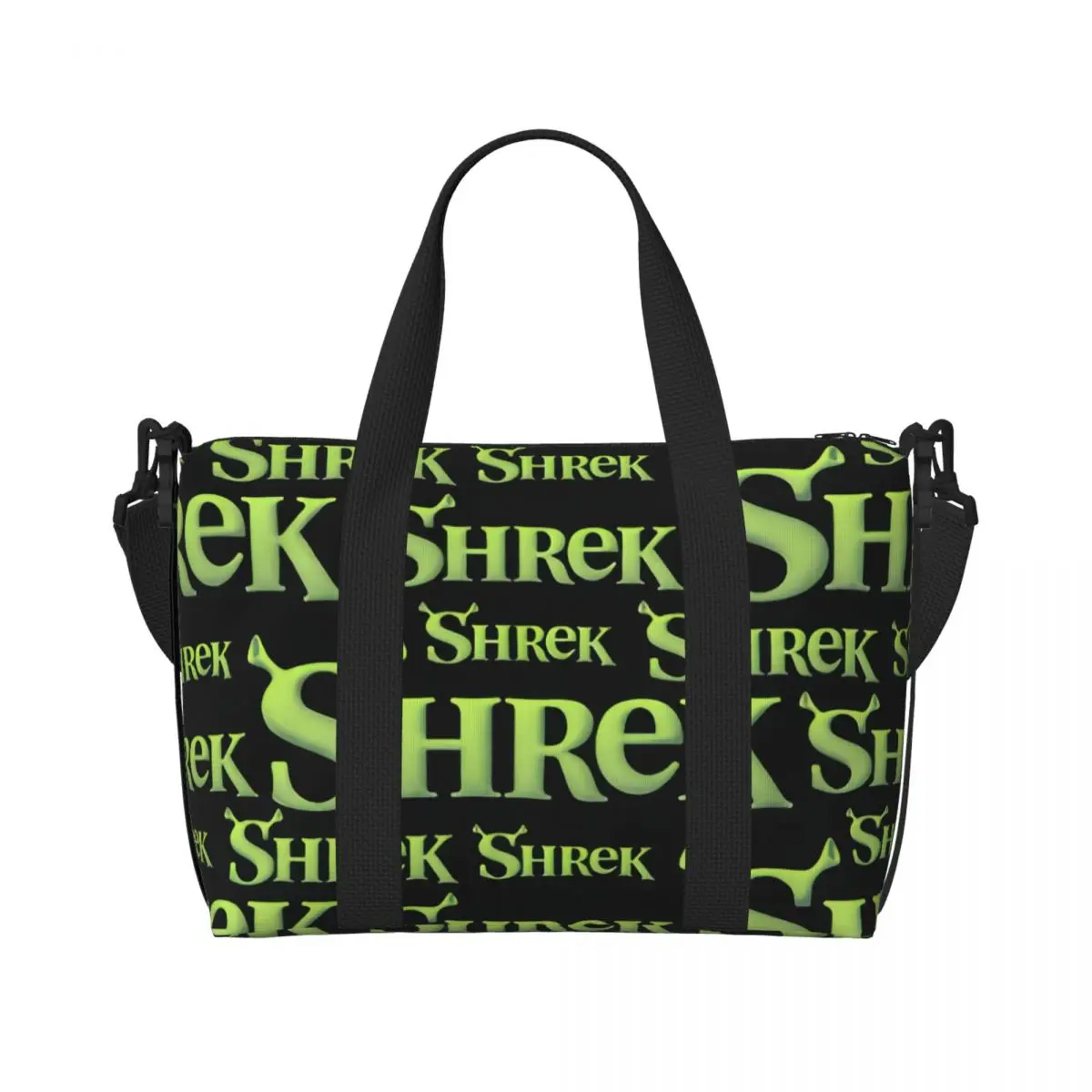 

Custom Shrek Logo Groceries Tote Shopping Bags Women Large Capacity American Animation Cartoon Beach Gym Travel Bags