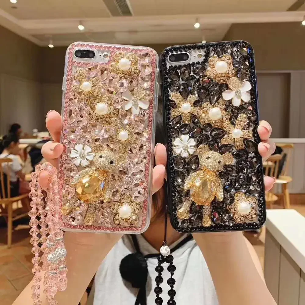 Bling Lovely Crystal Diamonds Cover, Rhinestone Stones, Phone Case for iPhone 16 15Plus, 14Pro, 11, 13 Pro Max, 12, 7, 8 Plus