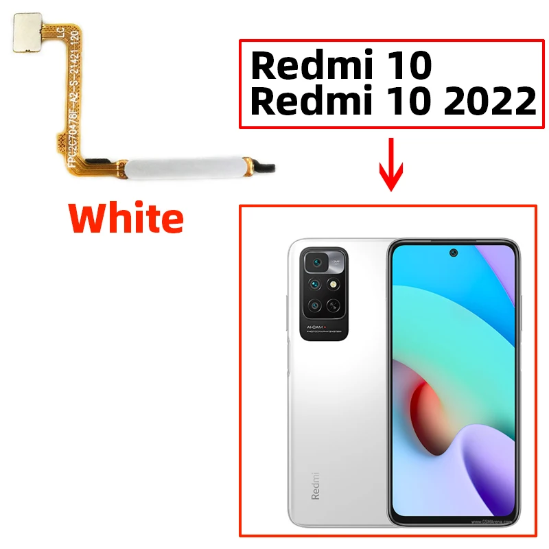 Scanner de Sensor de Impressão Digital para Xiaomi Redmi 10, Touch ID Connect Motherboard, Botão Home, Cabo Flex, Original, 2022, 2021