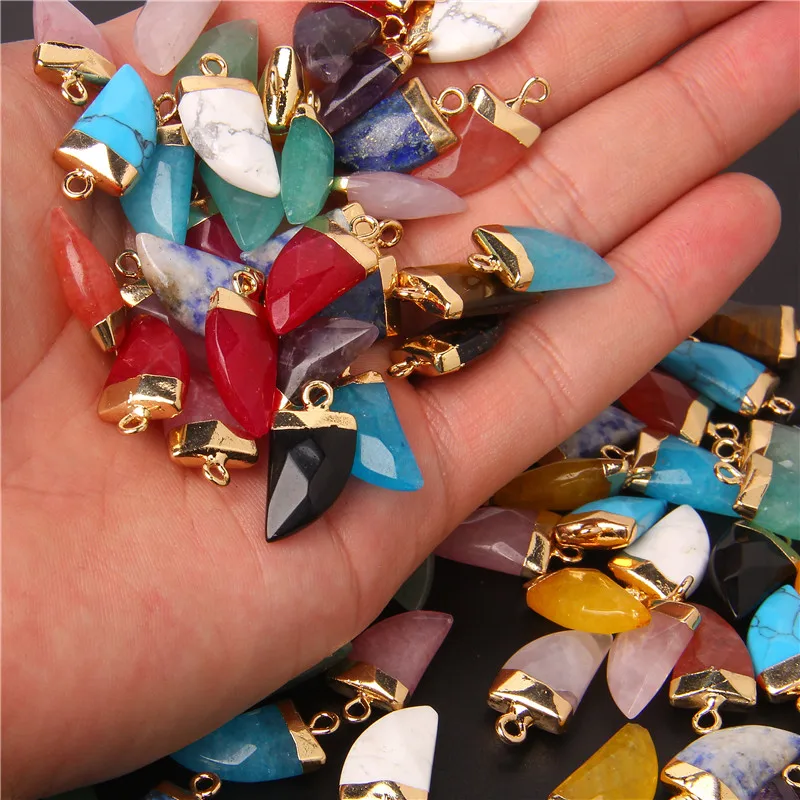 5Pcs Mixed Natuursteen Hanger Charms Willekeurige Gem Quartz Jaspers Maken Sieraden Accessoires Voor Vinden Diy Kettingen Oorbellen