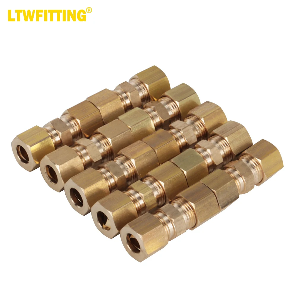 

LTWFITTING 5/16-Inch OD Compression Union,Brass Compression Fitting(Pack of 10)