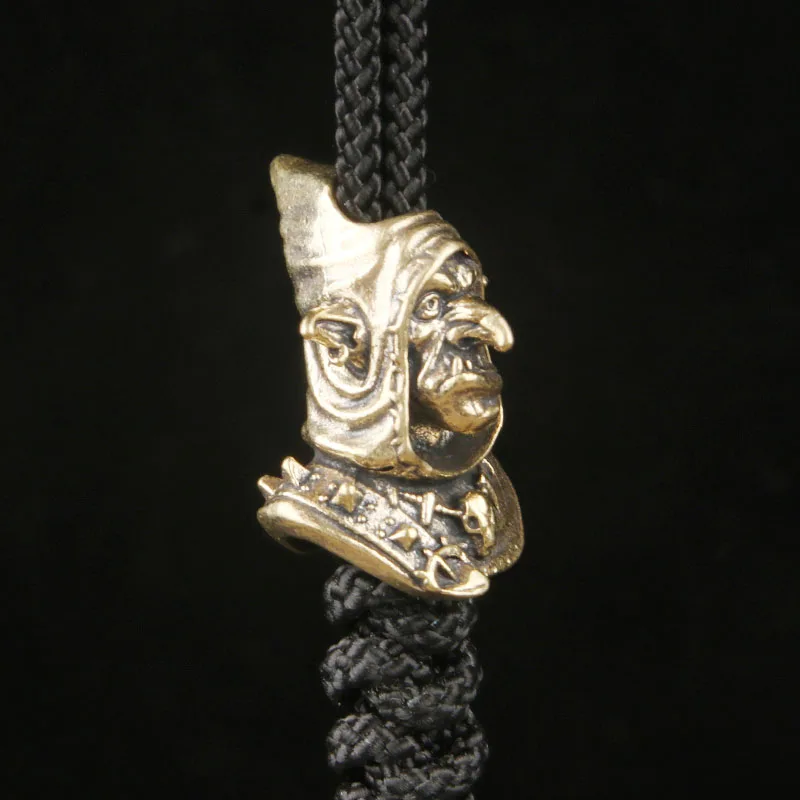 Brass Joker Goblin EDC Knife Pendant Vintage Paracord Spacer Bead Pendant Keychain Hanging Ornament DIY Handmade Accessory