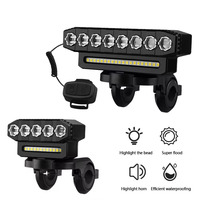 8 LED Bicycle Front Light USB Rechargeable 130dB Cycling Bike Horn Easy to Install 6 Modes Bicycle Bell Light