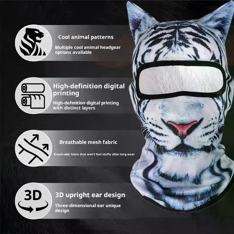 1 szt. Kominiarka zwierzęca na motocykl, motocross, narty, snowboard, czapka 3D z kotem, kominiarka narciarska, maska zakrywająca całą twarz, kaptur.