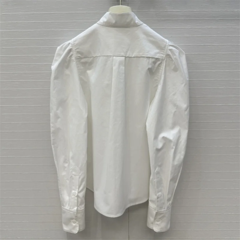 Camicia da donna Nuovo autunno 2025 monopetto slim fit top a maniche lunghe Camicetta da donna in puro cotone di alta qualità Abbigliamento da donna