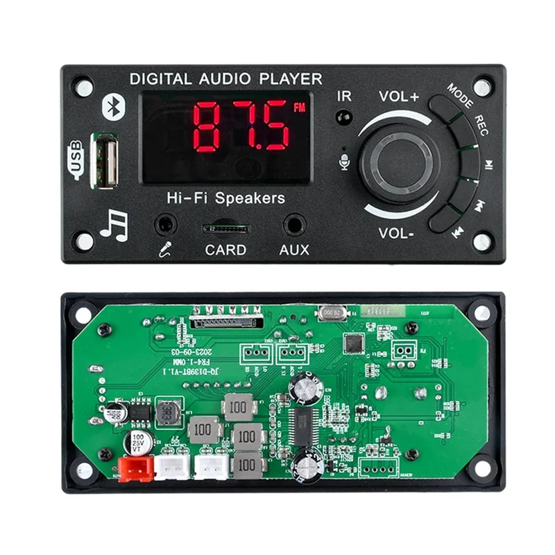 Excellent-2X50w 100W Amplifier Bluetooth 5.0 MP3 Decoder Board DIY Car MP3 Player USB FM Recording Switching TF USB Record Call
