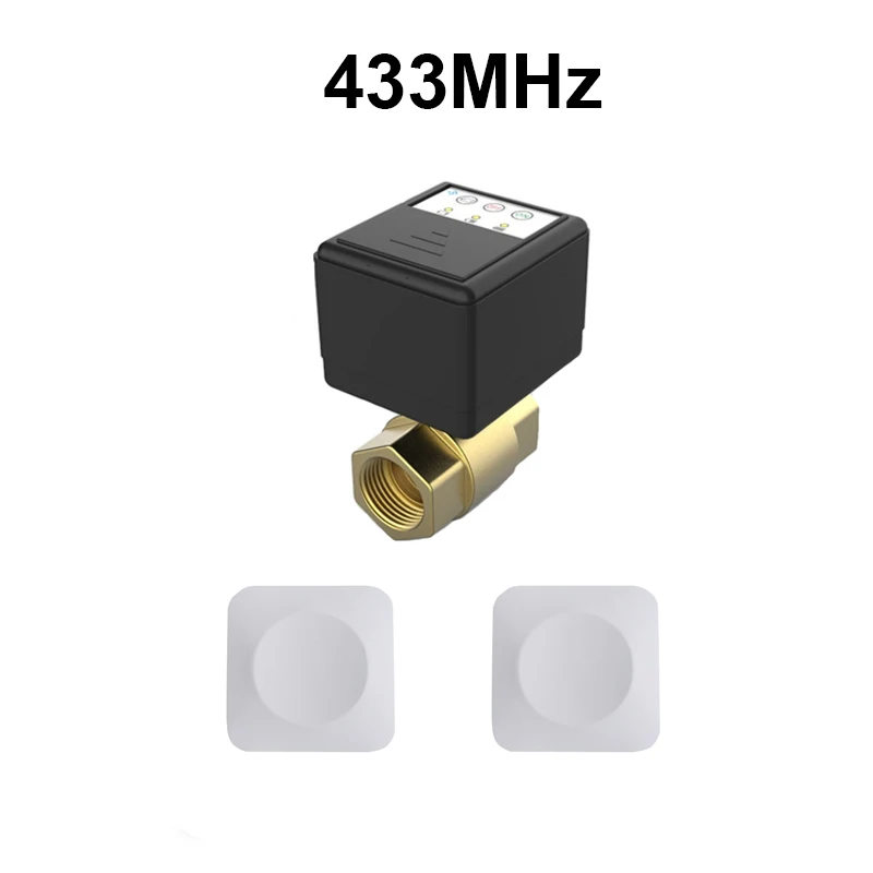 Sensor kebocoran air nirkabel, katup pintar kuningan 433MHZ DN15 DN20 DN25 & 2pc Sensor air nirkabel untuk bocor