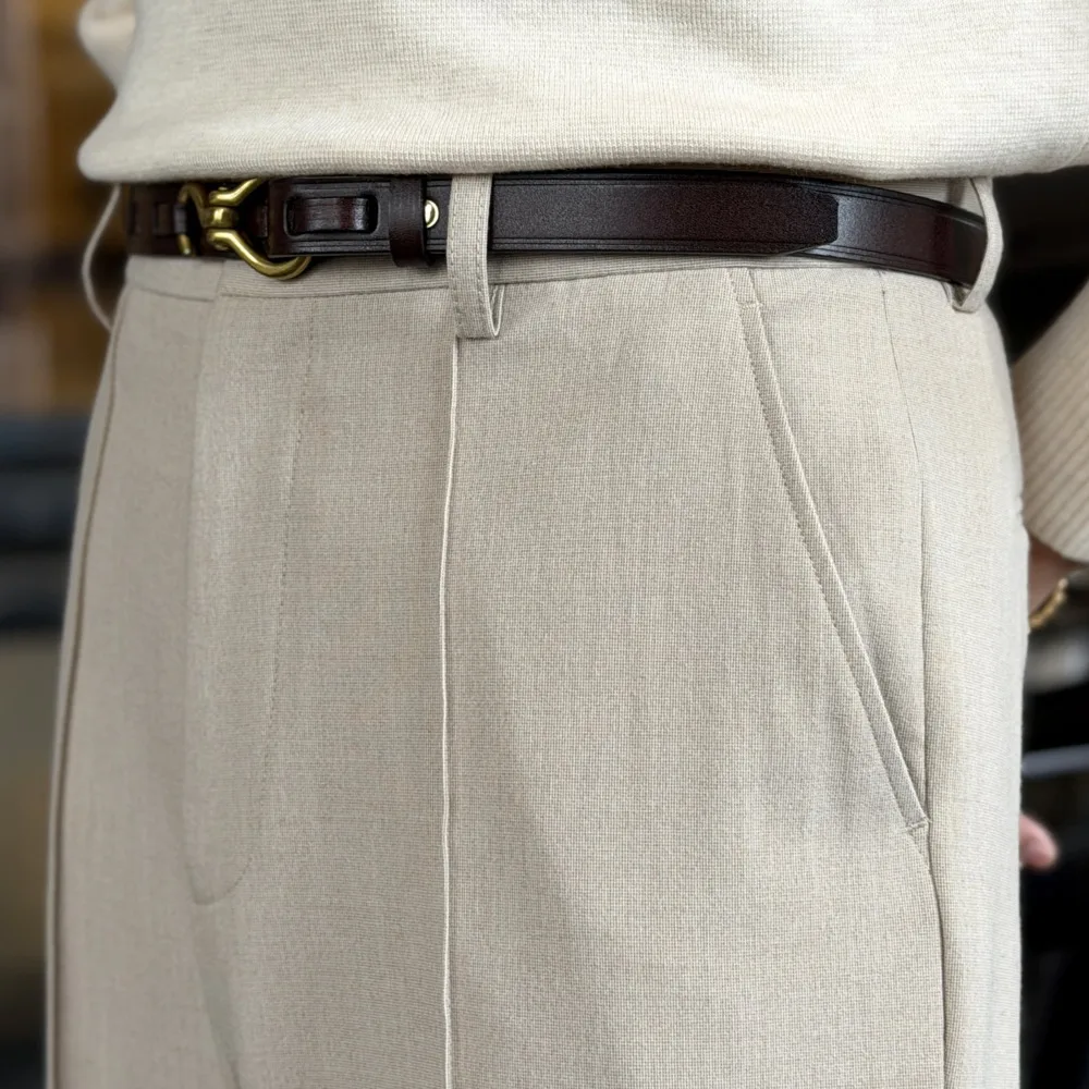 Pantalones Hombre 2026 Business Casual Textured Straight-leg Drapey Trousers For Men Men's Social Office Trousers Men Dress Pant