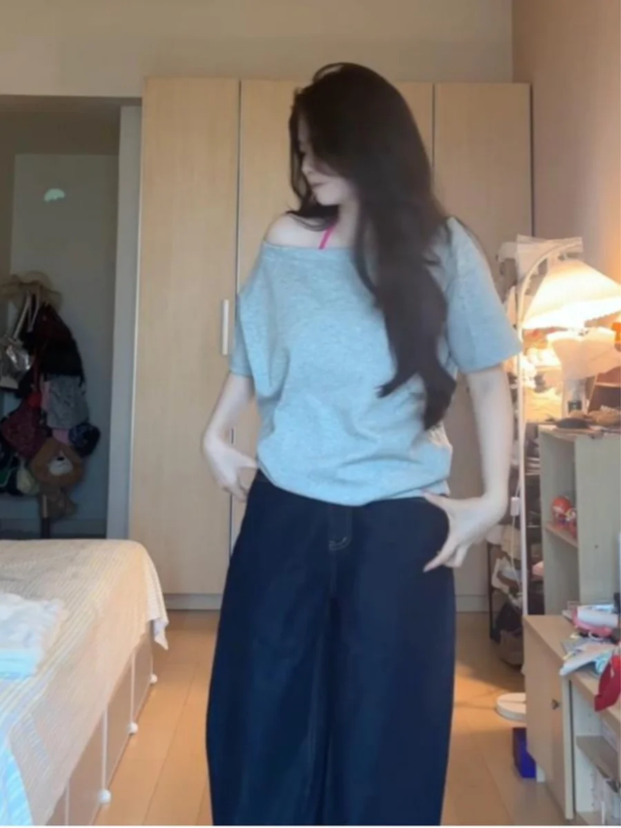 

Off Shoulder T-Shirt Baggy Womens Sweetheart Cute Tops Ruched Waist Fitted For Birthday Gifts Girls Outfits Beautiful Nightclub