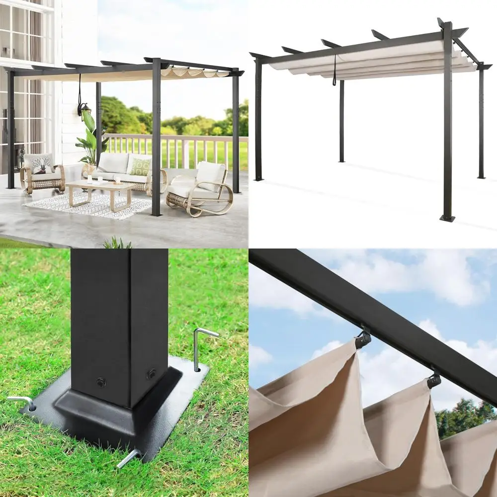 

Extra Large Aluminum Pergola with Beige UV-Resistant Canopy for Outdoor Spaces, 10x13 Feet