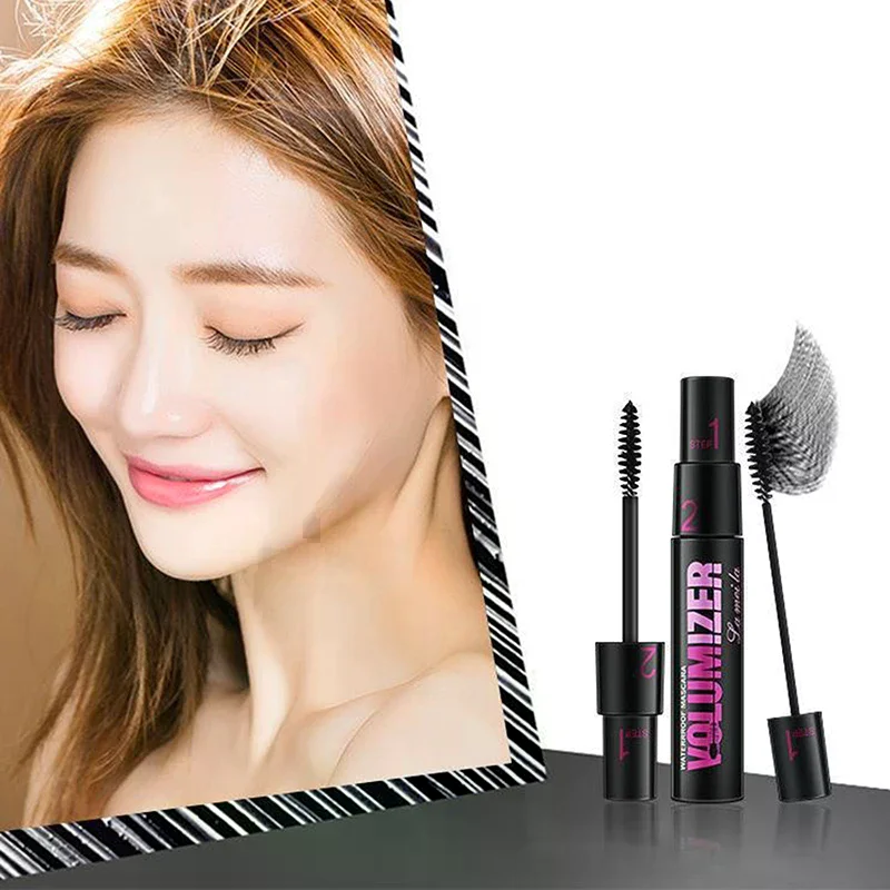 2in1 Double Purpose Mascara Waterproof Thick Lengthening Lash Extension Sweatproof Curling Brushes Eye Fiber Mascara