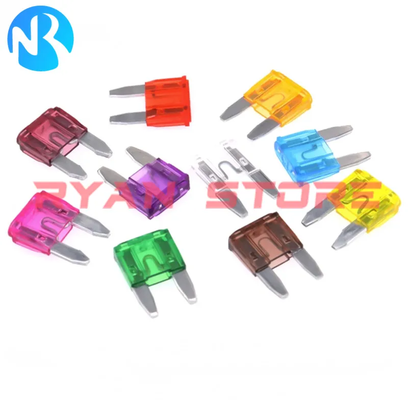 100Pcs Small Type Car Blade Zinc Auto Fuse 3A 5A 7.5A 10A 15A 20A 25A 30A 35A 40A AMP Clip