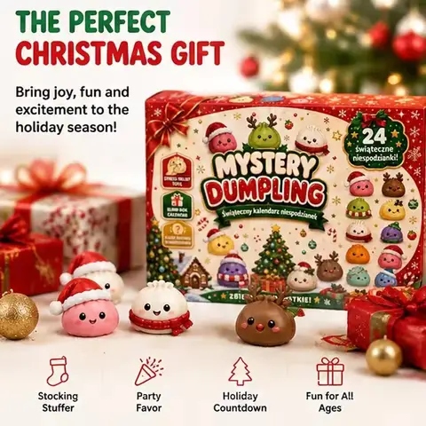 Squishy 2026 Christmas Advent Calendar, Surprise Box with 24 Day Countdown, Dumpling Shaped Slow Bounce Squishies, Sensory Gift