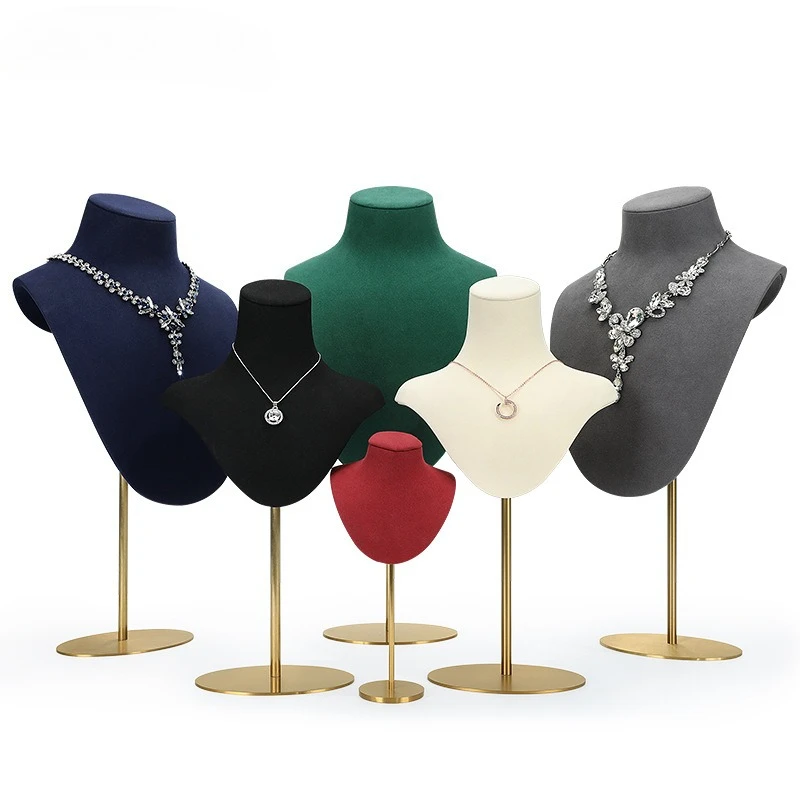 Mannequin Necklace Display Stand Metal Scalable Display Shelf Woman's Necklaces with Pendants Showcase Window Displays Props